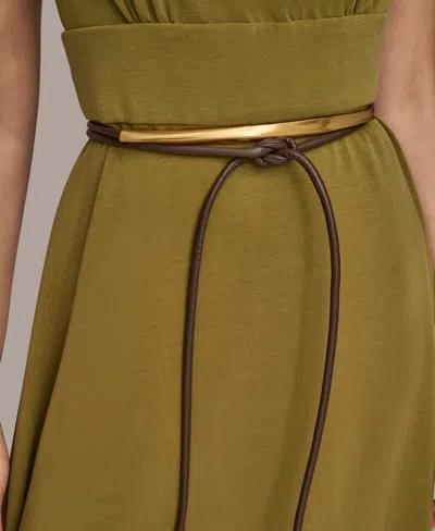 Donna Karan Women's Surplice Belted High-low A-line Dress In Green