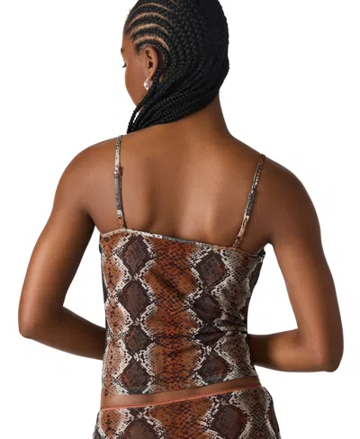 Steve Madden Caily Snakeskin Print Mesh Camisole In Brown