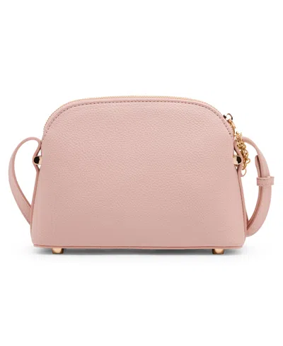 Anne Klein Dome Zip Top Detachable Card Case Crossbody Bag In Pink