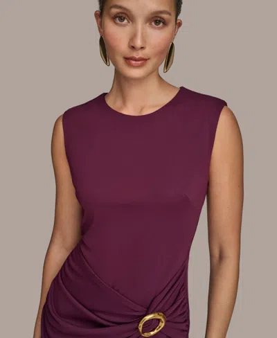 Donna Karan New York Side Buckle Detail Sheath Midi Dress In Purple