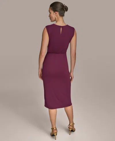 Donna Karan New York Side Buckle Detail Sheath Midi Dress In Purple