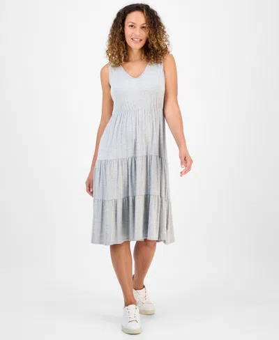 Style & Co Petite V-neck Tiered Sleeveless Midi Dress, Exclusively At Macy's
