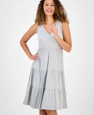 Style & Co Petite V-neck Tiered Sleeveless Midi Dress, Exclusively At Macy's