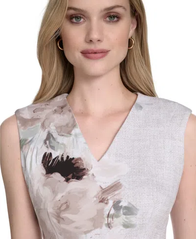 Calvin Klein Women's Sleeveless Scuba Sheath Dress In Multi