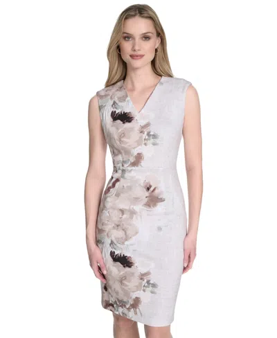 Calvin Klein Women's Sleeveless Scuba Sheath Dress In Multi