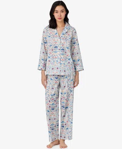 Ralph Lauren Petite Notch Collar Ankle Pants Pajama Set