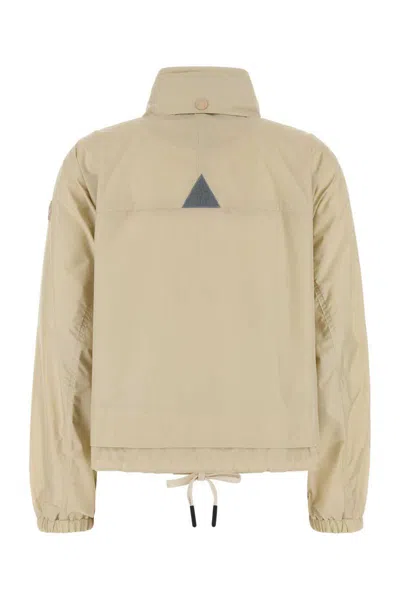 Moncler Sand Nylon Nor Windbreaker In Neutral