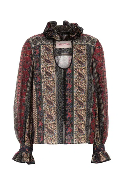 Valentino Garavani Printed Cotton Blend Blouse In Multi
