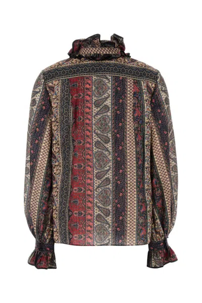 Valentino Garavani Printed Cotton Blend Blouse In Multi