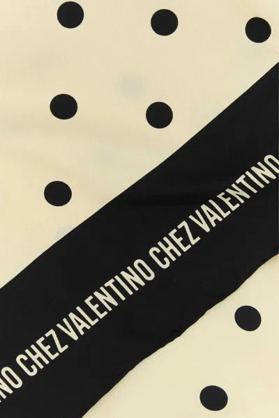 Valentino Silk Foulard With Polka Dot Pattern In Neutral