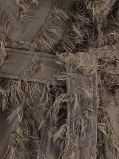 Brunello Cucinelli Fil Coupe Jacquard Fringe Belted Trench Coat In Brown