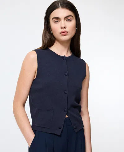 French Connection Cosysoft Knit Vest In Blue