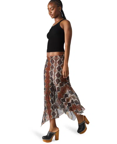 Steve Madden Lacie Snakeskin Print Midi Skirt