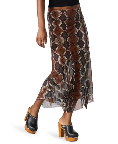 Steve Madden Lacie Snakeskin Print Midi Skirt
