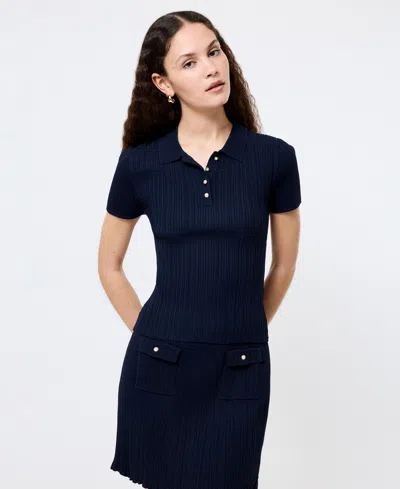 French Connection Crinkle Knit Slim Polo
