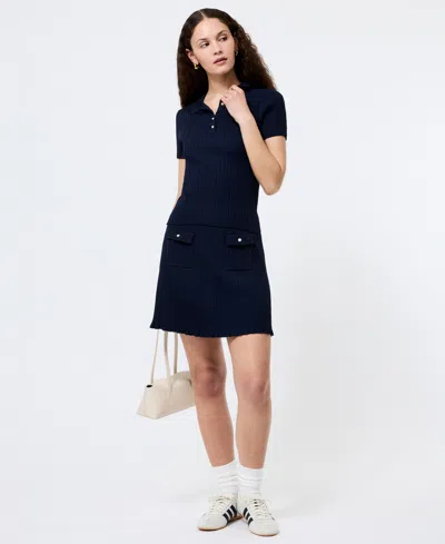 French Connection Crinkle Knit Slim Polo