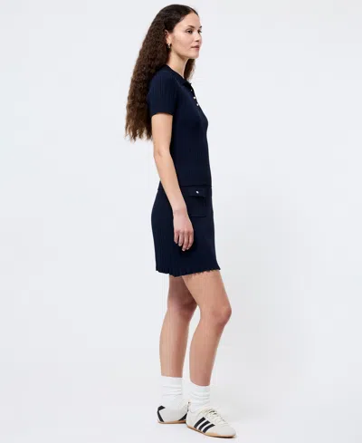French Connection Crinkle Knit Slim Polo