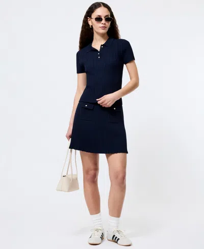 French Connection Crinkle Knit Slim Polo