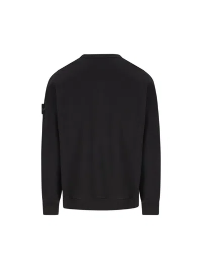 Stone Island Logo Cotton Crewneck Sweatshirt In Black