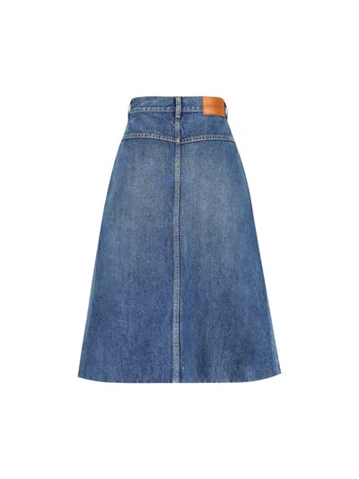 Chloé A-line Silhouette Midi Length Skirt In Blue