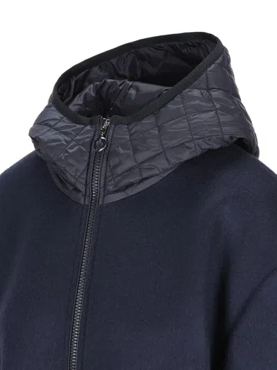 Moncler Women Hooded Wool Cape In Blue