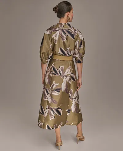 Donna Karan New York Print Belted Midi Shirtdress In Green