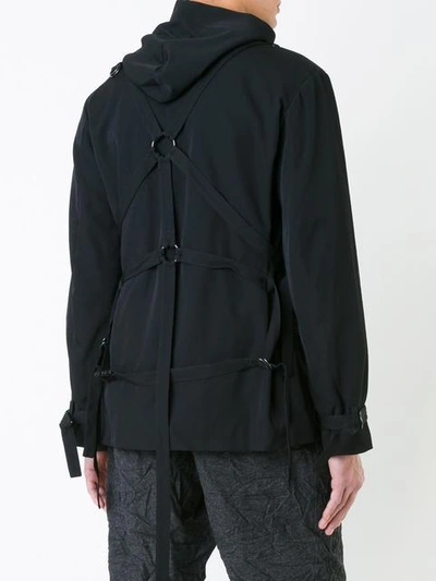 Shop Yohji Yamamoto Adjustable Straps Jacket - Black