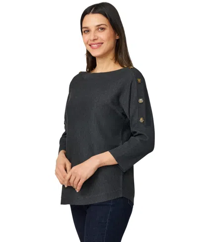 Melissa Paige Petite Button-trim Dolman-sleeve Sweater