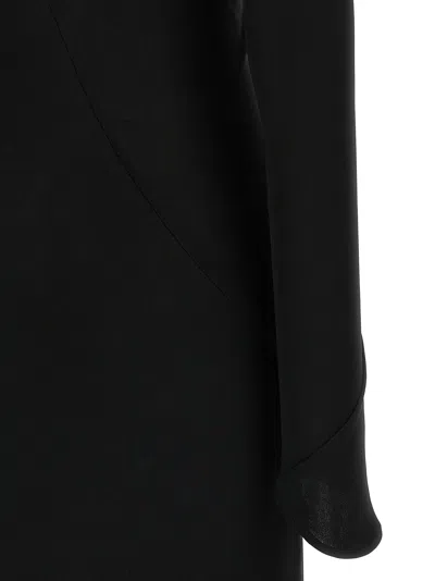 Attico Asymmetrical V-neck Dress With Flared Train In Black