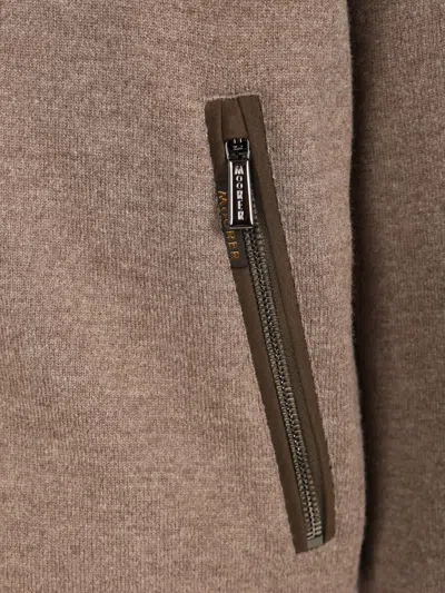 Moorer Casual Jacket With Fur Collar And Ribbed Finish In Brown
