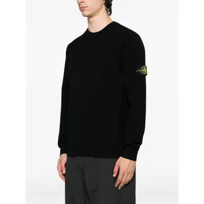 Stone Island Organic Cotton Crewneck Sweatshirt In Black