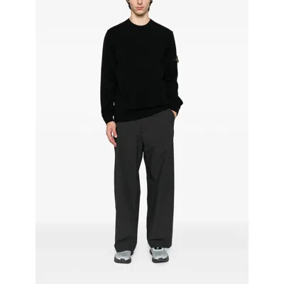 Stone Island Organic Cotton Crewneck Sweatshirt In Black