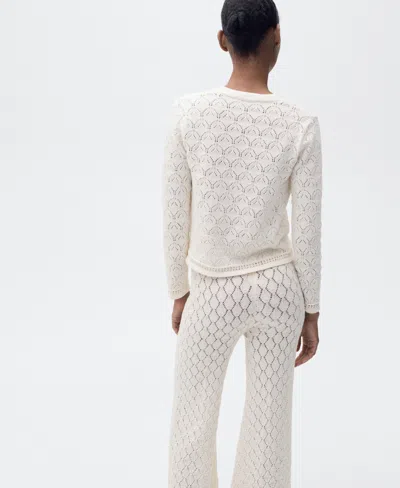 Mango Pointelle Stitch Cotton Blend Cardigan