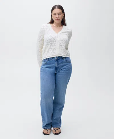Mango Pointelle Stitch Cotton Blend Cardigan