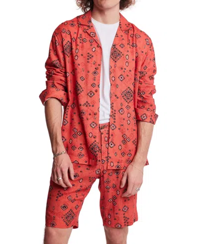 Paisley & Gray Men's Slim Fit Long Sleeve Printed Button Front Camp Shirt In Gold