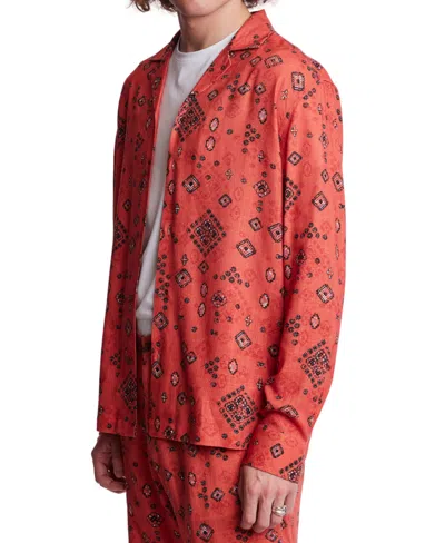 Paisley & Gray Men's Slim Fit Long Sleeve Printed Button Front Camp Shirt In Gold