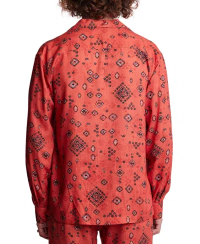 Paisley & Gray Men's Slim Fit Long Sleeve Printed Button Front Camp Shirt In Gold