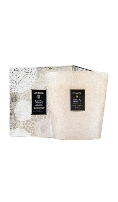 Voluspa Santal Vanille 3 Wick Hearth Candle In White