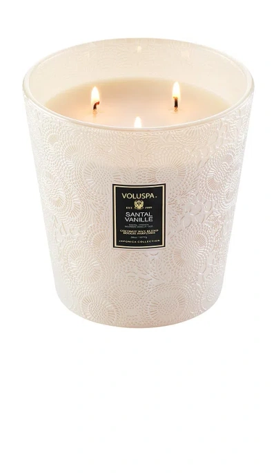 Voluspa Santal Vanille 3 Wick Hearth Candle In White