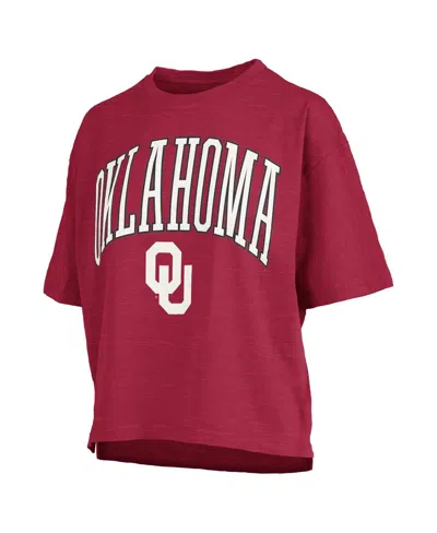Pressbox Crimson Oklahoma Sooners Nelson Arch Over Logo Waist Length Oversized Slub T-shirt In Red