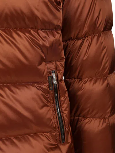 Moorer Brett-sh Piumino Cappuccio Trapuntato Nylon Coats Brown In Brown