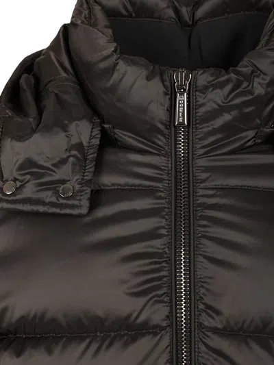 Moorer Hooded Quilted Down Jackets With Side Pockets In Brown