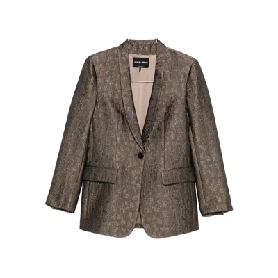 Giorgio Armani Single-button Blazer In Brown