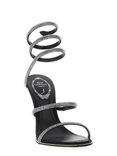 René Caovilla Strappy Leather Sandals Stiletto Heel