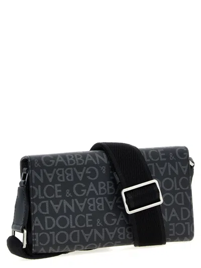 Dolce & Gabbana Coated Jacquard Crossbody Bag Crossbody Bags Black