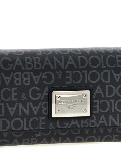 Dolce & Gabbana Coated Jacquard Crossbody Bag Crossbody Bags Black