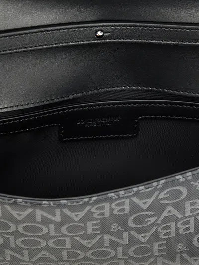 Dolce & Gabbana Coated Jacquard Crossbody Bag Crossbody Bags Black