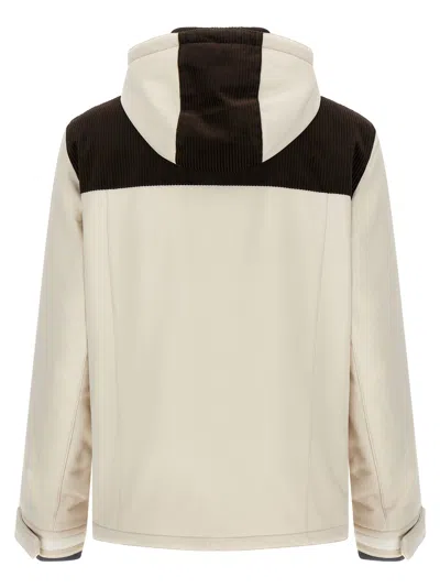 Brunello Cucinelli Corduroy Insert Ski Jacket Puffer Jackets Multicolor In Neutral