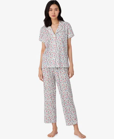 Ralph Lauren Petite Notch Collar Ankle Pants Pajama Set In White