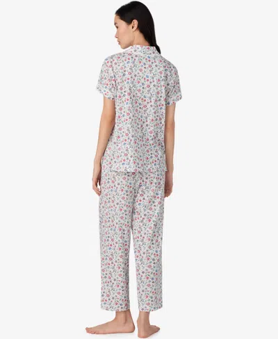 Ralph Lauren Petite Notch Collar Ankle Pants Pajama Set In White